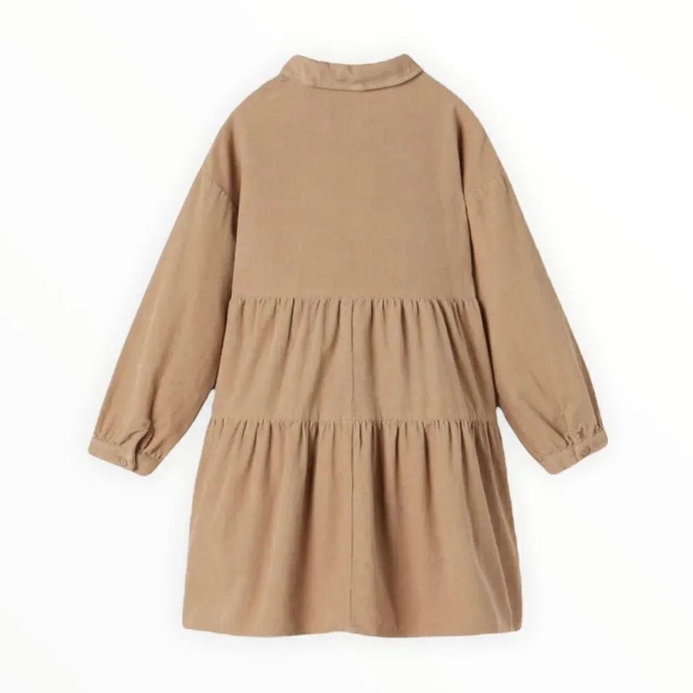 ZARA Kids Taupe Brown Fine Waled Corduroy Dress NWT Size 7